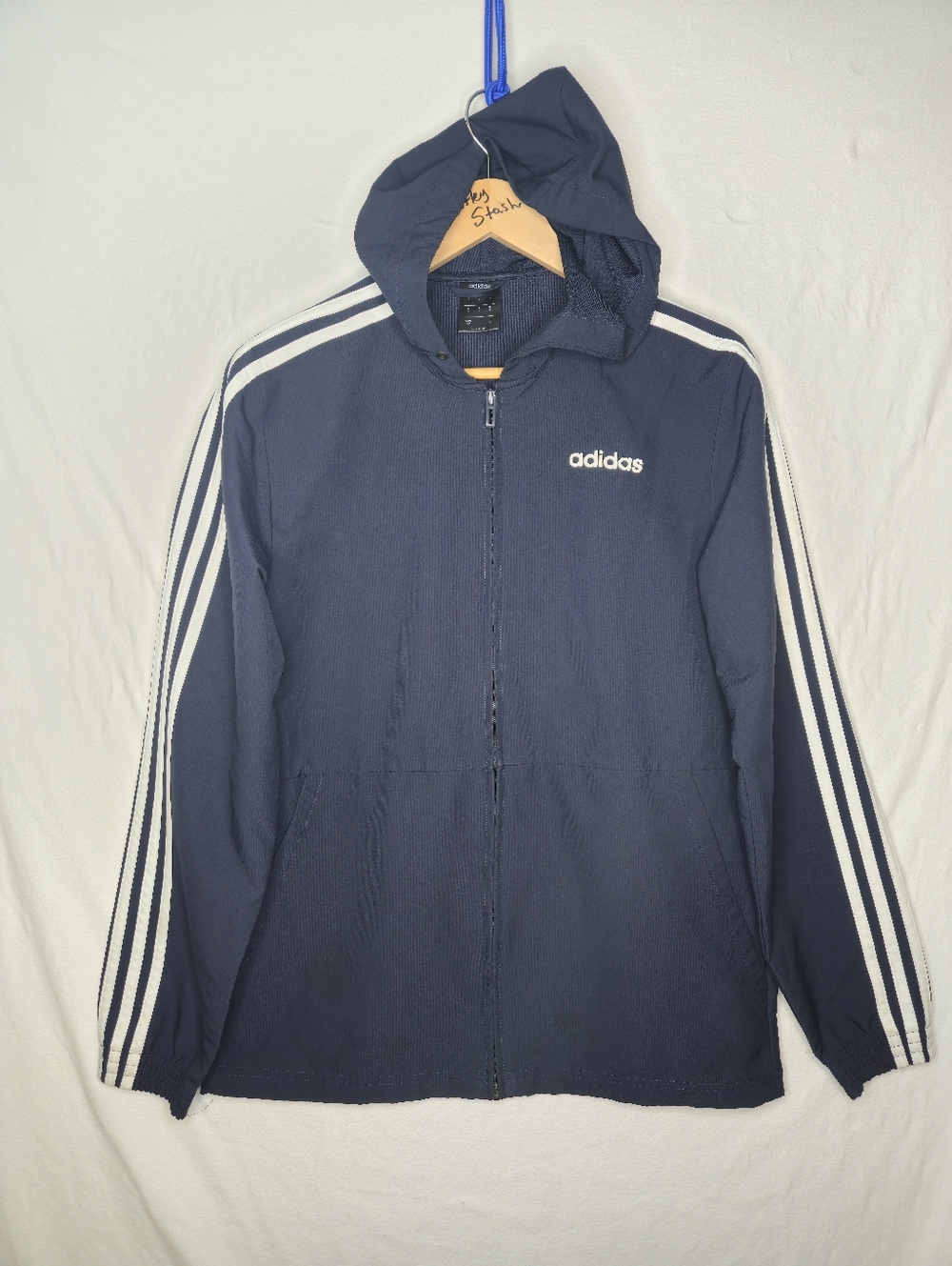Adidas Ladies Navy Windreaker With Hood Size Small